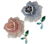 Rhinestone Rose Flower Brooch, Stylish Rose Lapel Brooch, Elegant Dress Accessories for Suit Scarf Hat, Dress and Coats(Light pink grey)