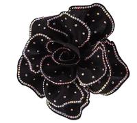 Rhinestone Rose Flowers Brooches and Pins for Women AB Crystal Fabric Camellia Flower Brooch Lapel Pins Hairpins Fashion Hair Clips Dress Accessories Elegant Jewelry for Prom Party, M, Metal, cubic