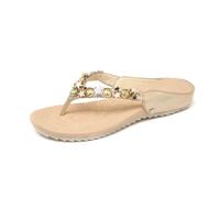 Rhinestone Sandals Rhinestone Sandal Flip Flop For Woman Crystal Studded Flat Thong Bling Shoes Silver Slippers(Gold,38)