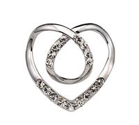 Rhinestone Scarf Clips Ring,Heart Scarf Brooch T-shirt Ring Clip Alloy Rhinestone Clip Scarf Tie Clothes Corner Knotted Button for Women Girls Decorative Accessories (Silver)