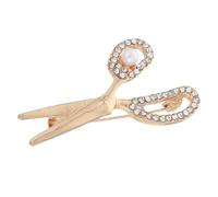 Rhinestone Scissor Brooch Pin for Clothing and Hats, Golden Alloy | Decorative Fixed-on-clothes Design, Wedding and Birthday Use, Novelty Delicate Shape, Impressive Look