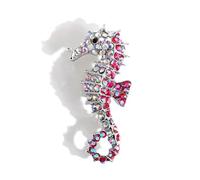 Rhinestone Seahorse Brooch for Women Men Crystal Ocean Animal Brooch Pin Cute Seahorse Elegant Clothing Hat Bag Accessories Birthday Party Costume Jewelry (Pink)