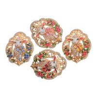 Rhinestone Sheep Brooch Pin, Zinc Alloy Jewelry Elegant 4pcs for Work | Lightweight Secure Pin, Does Not Snag Fabric, 5.00x4.20cm Size, Year of Sheep Gift