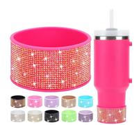 Rhinestone Silicone Boot for 30 oz Stanley Quencher, Anti-Slip Silicone Protector for Qunercher Pro tour Flip 30 0z, Cup Accessories for 2.75-2.87 inch Trapezoidal Cylinder Base Water Bottles Bottom