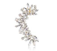 Rhinestone Silver Full Ear Cuff Earrings for Women Ear Clip Wrap Statement Climber Crawler Earrings for Women Hypoallergenic Silver Wedding Jewelry Gifts, L, Crystal, Created Diamond