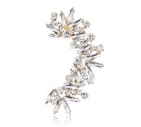 Rhinestone Silver Full Ear Cuff Earrings for Women Ear Clip Wrap Statement Climber Crawler Earrings for Women Hypoallergenic Silver Wedding Jewelry Gifts, L, Crystal, Created Diamond