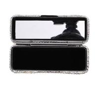 Rhinestone Silver Single Lipstick Case with Mirror Portable Travel