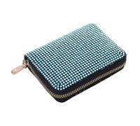 Rhinestone Small Wallet For Women Large-Capacity Multi-Card Slot Storage Bag Stylish Coin Purse Zipper For Walks, Sky Blue, One Size
