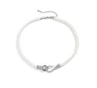 Rhinestone Snake Choker Necklace for Women Charm Imitation Pearl Beaded Chain Necklace on the Neck Girl Jewelry