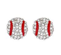 Rhinestone Softball Stud Earring Sparkly Crystal Basketball Football Volleyball Soccer Earrings Game Day Accessories, Zinc Cubic Zirconia, No Gemstone