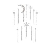 Rhinestone Star and Moon Hair Pins, 2.3" Crystal Hair Clips 10-Pieces Prom Wedding Hair Accessories (Silver)