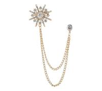 Rhinestone Star Brooch Crystal Tassel Chain Corsage Suit Coat Badge Lapel Pin for Men Women Clothing Accessories