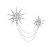 Rhinestone Star Brooch Pin for Women Men Dainty Crystal Snowflake Sun Flower Hanging Chain Tassel Brooches Dress Suit Shirt Accessory Lapel Pins Wedding Party Banquet Ceremony Decoration Jewelry Groom