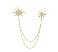 Rhinestone Star Brooch Pin for Women Men Fashion Dainty Crystal CZ Snowflake Tassel Exquisite Lapel Pins Dress Suit Bouquet Ceremony Accessories Jewelry Winter Holiday Wedding Valentine's Day Gifts,