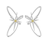 Rhinestone Star Ear Cuffs Non Pierced Clip on Ear Wrap Jewelry, Six-Point Hexagram Crystal Earring Cuff Crystals Climber