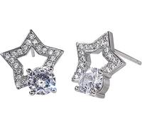 Rhinestone Star Earrings Thin Heart Drop Earrings with Heart Shape Pendants Elegant Rhinestone Bridal Earrings Women Accessories Jewelry Star Earrings for Women Dangle Earrings