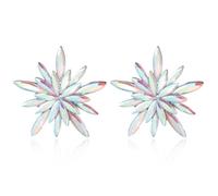 Rhinestone Star Statement Stud Earrings for Women Sparkling Crystal Snowflake Flower Studs Earring Exquisite Wedding Party Birthday Jewelry for Bride Prom, S, Crystal Metal, No Gemstone
