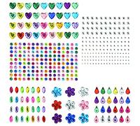 Rhinestone Stickers 6 Sheets Self Adhesive Face Gems Stick for Crafts Multicolored and Assorted Shapes Diamond Stickers for Kids DIY Decorations Crafts Body Nail Makeup