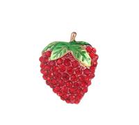 Rhinestone Strawberry Lapel Brooch Pin Red Crystal Fruit Green Enamel Leaf Brooches Dainty for Women Girls Dress Suit Hat Backpack Clothes Accessories Pins Cute Jewelry Christmas Birthday Gifts