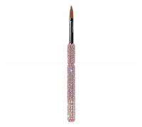 Rhinestone Studded Nail Art Brush, Detachable Professional Acrylic Nail Tool for 3D Sculpture and Extension, Luxury Crystal Handle Liner Painting Pen with Nylon Bristles (1.9cm)