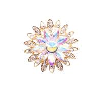 Rhinestone Sunflower Brooch Pin Large Crystal Rhinestone Flower Brooch Sparkling Gemstone Brooches Crystal Flower Leaf Pin Diamond Floral Brooches Elegant Jewelry Lapel Pins for Hats Dresses