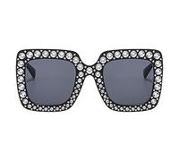 Rhinestone Sunglasses Women - Glitter Shadows, Shiny Glasses | Oversized Square Frame Trendy Glasses, Crystal Decoration, Unique Chic, Sparkling Glasses Accessories, Ideal Celebration, black