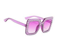 Rhinestone Sunglasses Women - Glitter Shadows, Shiny Glasses | Oversized Square Frame Trendy Glasses, Crystal Decoration, Unique Chic, Sparkling Glasses Accessories, Ideal Celebration