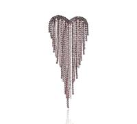Rhinestone Tassel Brooch Heart Pins Silver/Gold Brooch for Dress Bling Jewelry Prom Accessories Elegant Outfit Gift Idea, L, Zinc, no gemstone