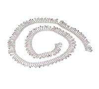 Rhinestone Tassel Chain | 2.2cm Width Custom Length Trim | DIY Fashion Decor for Clothes/Bags/Shoes | Elegant Wedding Jewelry Accessory (AB Colored Diamond on Silver Background)