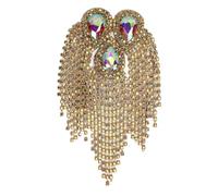 Rhinestone Tassel Epaulet, Crystal Gold Shoulder Badge with Alloy Tassel