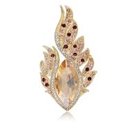 Rhinestone Teardrop Feather Brooch Pin for Women Fashion Blue Green Red Champagne Crystal Peacock Element Brooches Lapel Pendant Dainty Dress Accessory Jewelry, L, Crystal Rhinestone, no gemstone