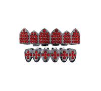 Rhinestone Teeth Grillz Pave CZ 6 Teeth Top Buttom for Women Men Unisex Crystal Red Green Black Cubic Zirconia Statement Tooth Fangs Cap Funny Grill Cosplay Party Prom Mouth Jewelry Gifts (Black Red)