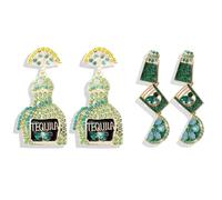 Rhinestone Tequila Earrings for Women Margarita Earrings Champagne Earrings Wine Bottle Earrings Tequila Earrings for Cinco De Mayo Outfit, Metal, No Gemstone