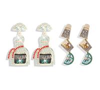 Rhinestone Tequila Earrings for Women Margarita Earrings Champagne Earrings Wine Bottle Earrings Tequila Earrings for Cinco De Mayo Outfit, Metal, No Gemstone