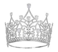 Rhinestone Tiara, Miss International Queen Baroque Crown Cubic Zirconia Multicolor 16.5x13cm For Pageant