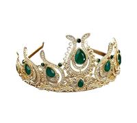 Rhinestone Tiara, Morocco Tulips Crystal Crown Tiara Round Ethnic Bridal Hair Accessories Multicolor