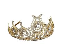 Rhinestone Tiara, Morocco Tulips Crystal Crown Tiara Round Ethnic Bridal Hair Accessories Multicolor