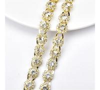 Rhinestone Trim Chain, Glass Crystal Rhinestone Flower Chain Trim Flatback Sew On 1 Yard and 5 Yards Pack of 3(Style 8,5 Yards)
