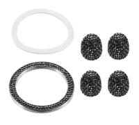 Rhinestone Valve Stem Caps for Car Tyres, Black 4x4x0.5cm | ABS Zinc Alloy Build, Rotating Thread Fit, Easy Screw-On Install, for Female Drivers and Trim Styling