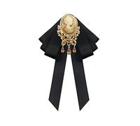 Rhinestone Victorian Cameo Brooch Pin for Women Girls Vintage Gothic Charms Drop with Silk Ribbon Bow Tie Brooches Lapel Pins Retro 80s 90s Dress Accessories Christmas Winter Party Jewelry, M, Metal