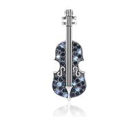 Rhinestone Violin Brooch for Women Dainty Crystal Violin Brooch Pin Vintage Fiddle Musician Instrument Birthday Party Costume Jewelry (Blue)
