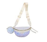 Rhinestone Waist Bag Fanny Pack for Women Girls Chest Crossbody Belt Bags Waist Pouch Purse for Party Club Travel Beach, White 5#(With small coin purse), One Size, Mobb-241118183f-01