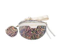 Rhinestone Waist Bag Fanny Pack for Women Girls Chest Crossbody Belt Bags Waist Pouch Purse for Party Club Travel Beach, White C#(With small coin purse), One Size, Mobb-241118183f-03