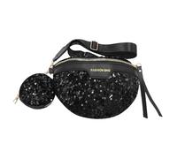 Rhinestone Waist Bag Fanny Pack for Women Girls Chest Crossbody Belt Bags Waist Pouch Purse for Party Club Travel Beach, Black 5#(With small coin purse), One Size, Mobb-241118183f-02