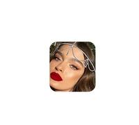 Rhinestone Waterdrop Head Chain Headwear Crystal Forehead Headband Wedding Bridal Hair Chain Headpiece for Women Hair Jewelry (Silver 2) (Silver 2)