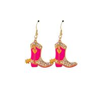 Rhinestone Western Boots Dangle Earrings Crystal Cowgirl Cowboy Enamel Hat Rodeo Boot Earrings Boho Western Jewelry Gift for Women, S, Zinc, No Gemstone