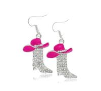 Rhinestone Western Boots Earrings Cowgirl Cowboy Enamel Hat Earrings Bohemian Rodeo Boot Drop Dangle Earrings Necklace for Women