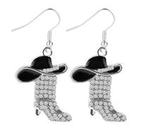 Rhinestone Western Boots Earrings, Western Bohemian Cowgirl Earrings Cowboy Country Concert Party Outfits Enamel Hat Boot Dangle Drop Jewelry Accessories Gift for Women
