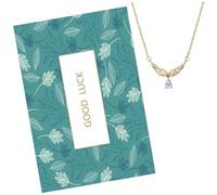 Rhinestone Wings Pendant Necklace Good Lucky Card Necklace for Daughter Happy Birthday Gifts for Friend Families Message Card for Woman