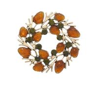 Rhinestone Xmas Pinecone Wreath Brooch Pin for Women Girls Gold Plated Elegant Champagne Green Crystal Berries Pine Branches Brooches Lapel Pins Vintage Christmas Holiday Dress Accessories Gift